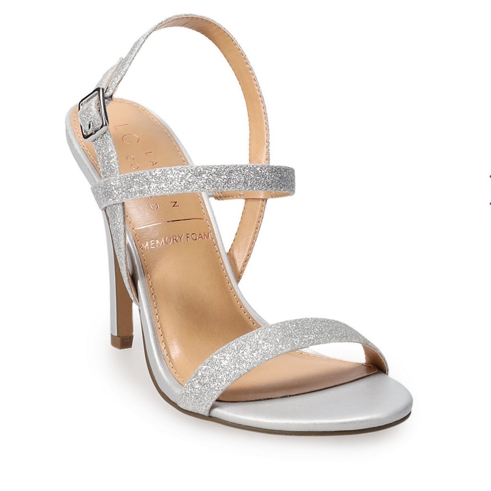 LC Lauren Conrad Hazelnuts Women's Dress Silver Sandals
